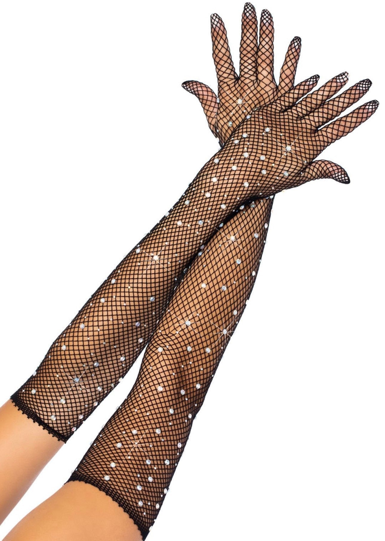 Rhinestone Long Sleeve Gloves - LAVAH INTIMATES