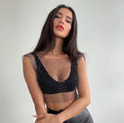 Rhinestone Mesh Crop Top - LAVAH INTIMATES