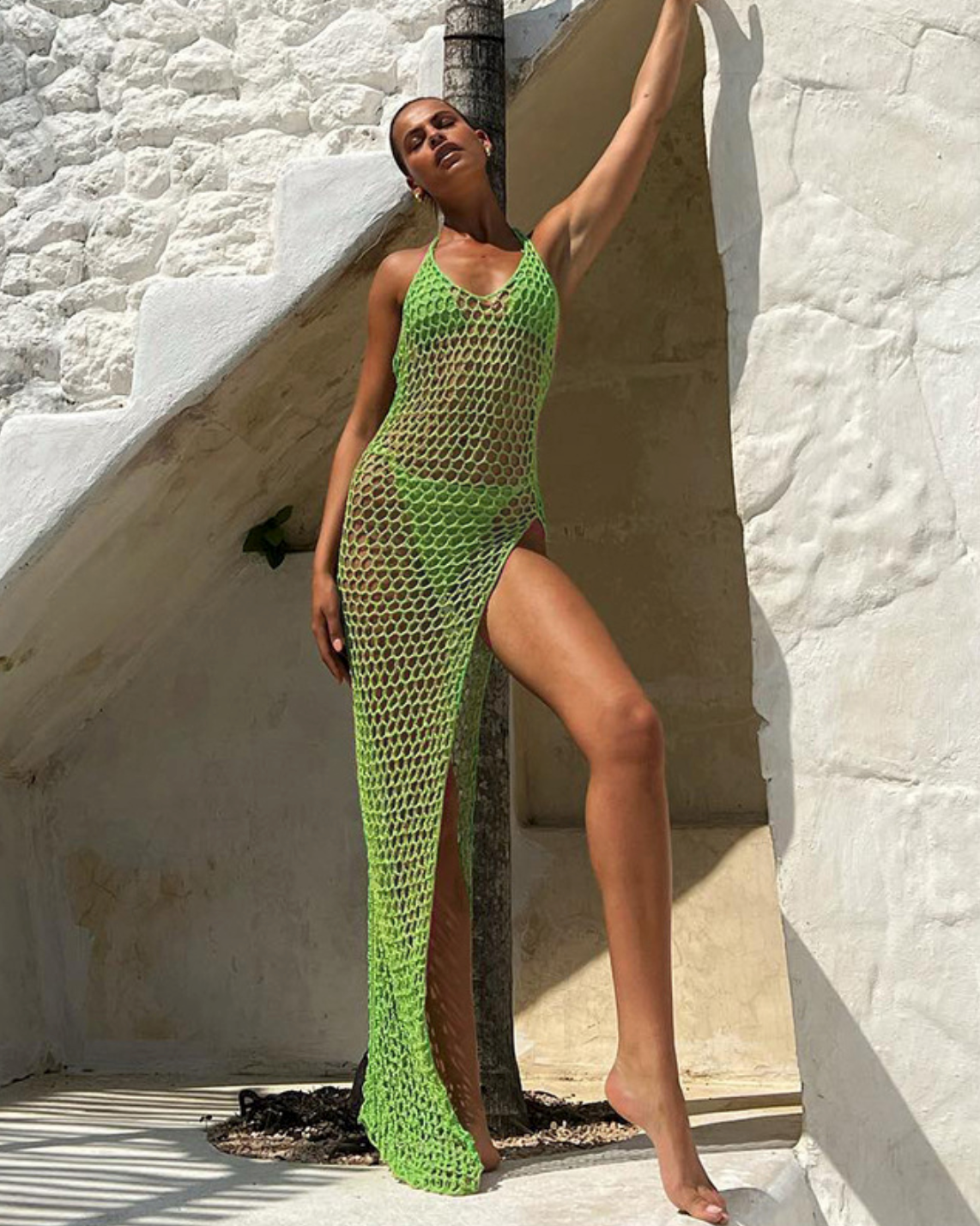Dia Crochet Beach Dress  LAVAH Green S 