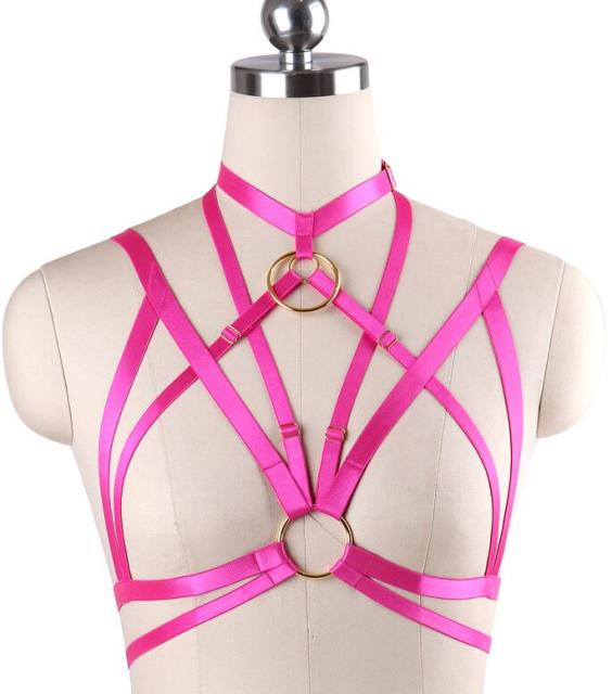 Trina Bra Harness body harness LAVAH Hot Pink One Size 